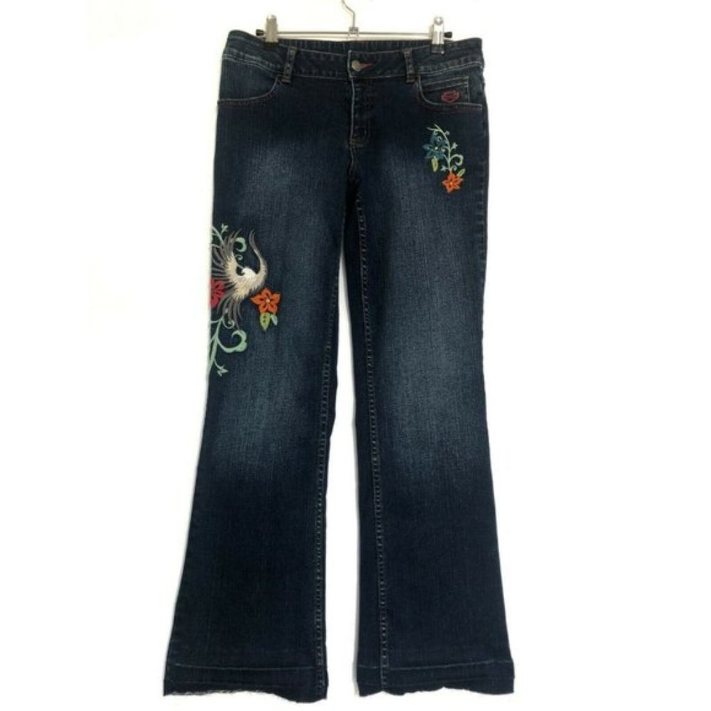 Harley Davidson 8 (30x28) Floral Bird Embroidered
